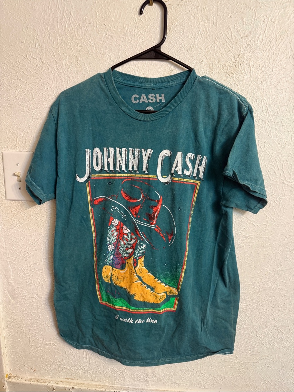 Johnny Cash Teal I Walk The Line T-Shirt